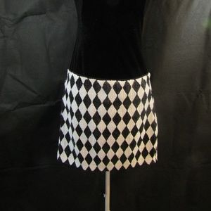 BEBE Womans Black and White Harlequin Sequin Mini